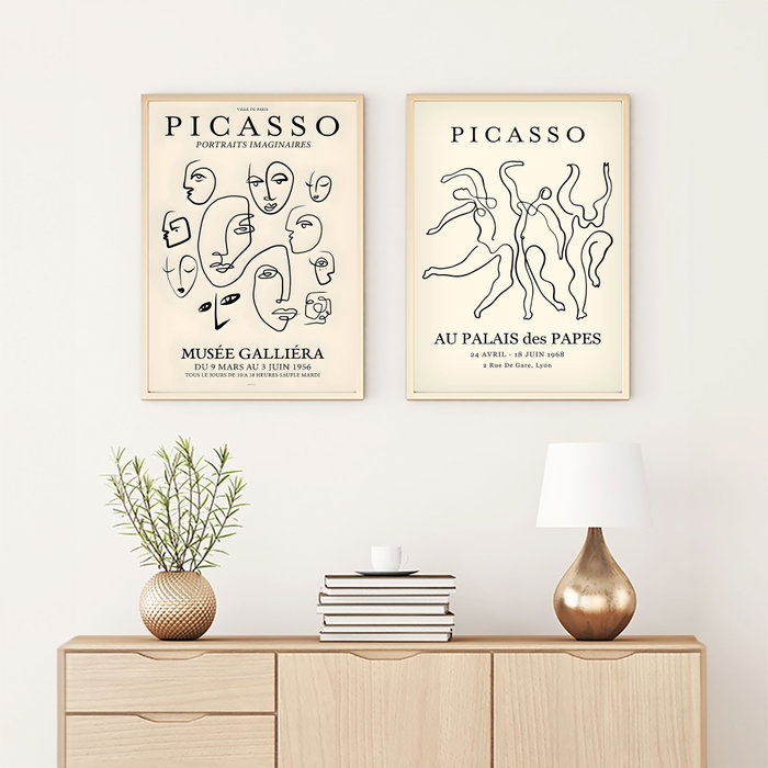 Wallity Cuadro Huhu285 Decorativo Enmarcado MDF Madera Maciza 50 x 35 cm (2 Piezas)